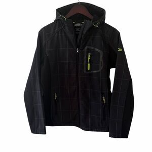 CB•Black Plaid Full Zip Hooded Jacket